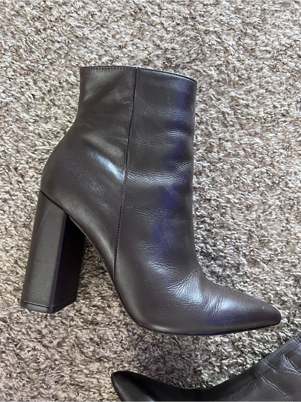Steven Madden Dark Brown Pointed-Toe Block Heel Ankle Boots - Picture 3 of 11